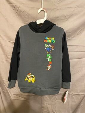 Nintendo Kids Gray & Black Super Mario Character Hoodie